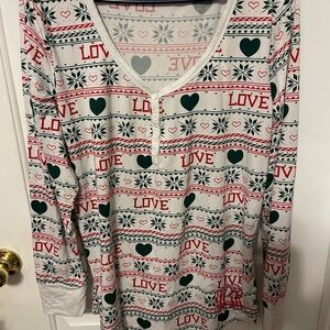 Jordan Women's Love Print Pajama Top - Red, Green, White